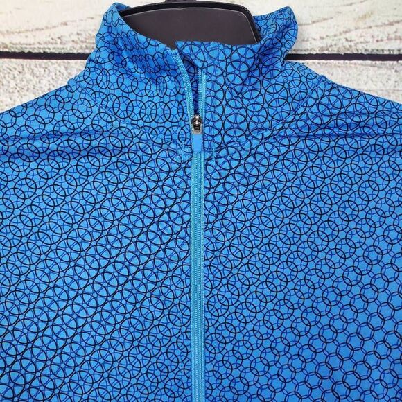 Nike Dri-Fit Women’s Long Sleeve 1/4 Zip Pullover Top Size XS Blue Geometric Pri - Picture 3 of 7
